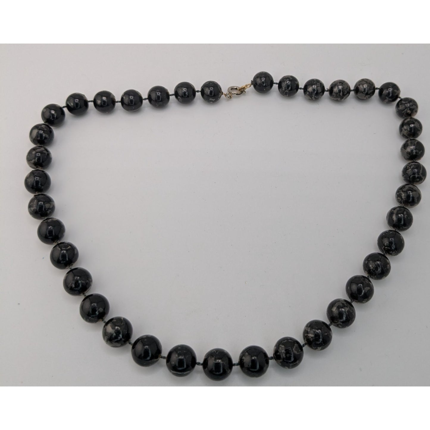 Corporate Goth Black Beaded Necklace With Spring Ring Clasp