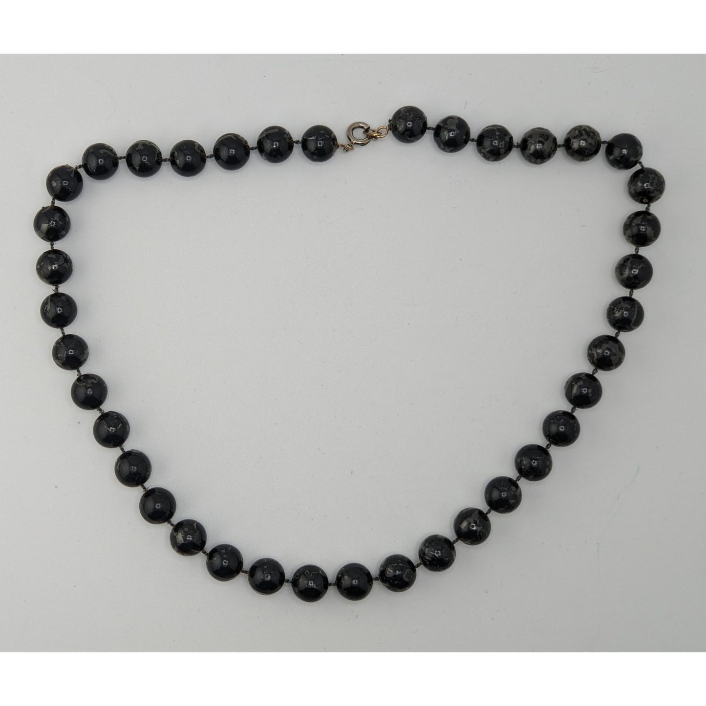 Corporate Goth Black Beaded Necklace With Spring Ring Clasp