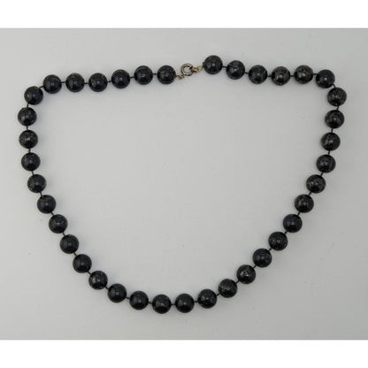 Corporate Goth Black Beaded Necklace With Spring Ring Clasp