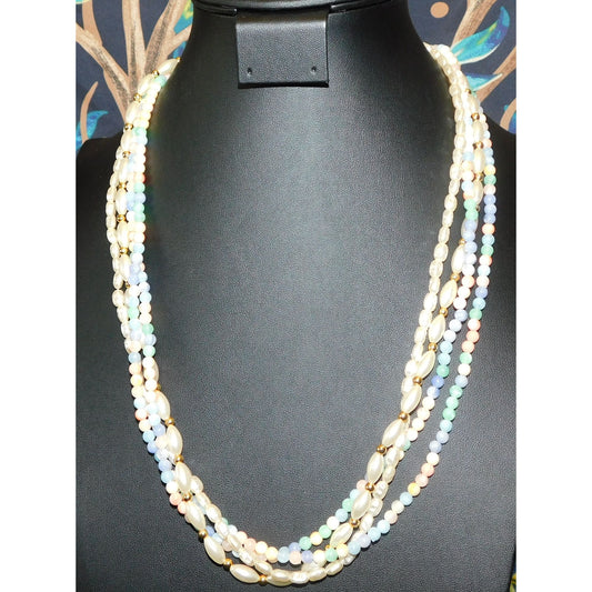 Pastel Coquette Pearl And Lucite Beaded Layered Necklace