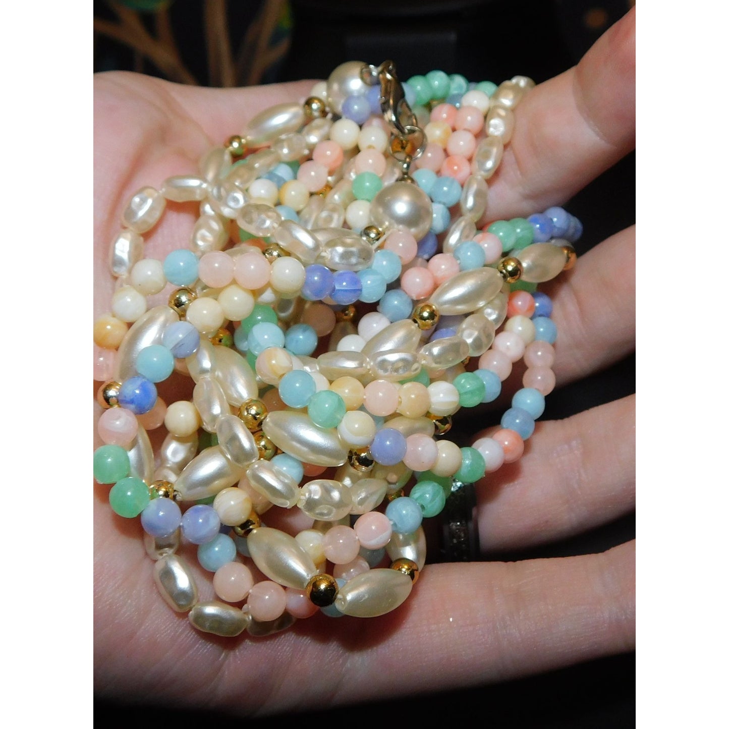 Pastel Coquette Pearl And Lucite Beaded Layered Necklace