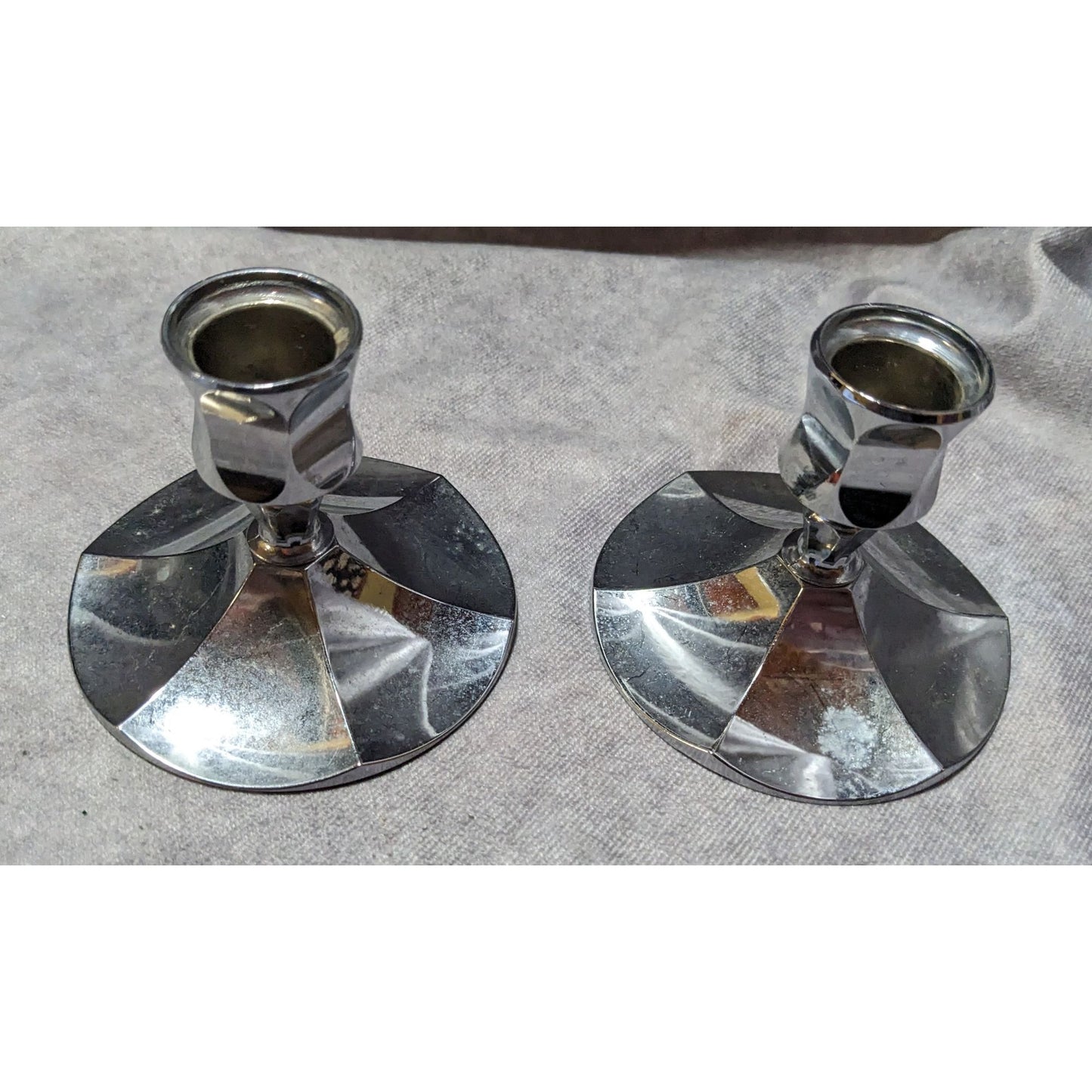 Vintage Irvinware Silver Tone Candlestick Holders (2)