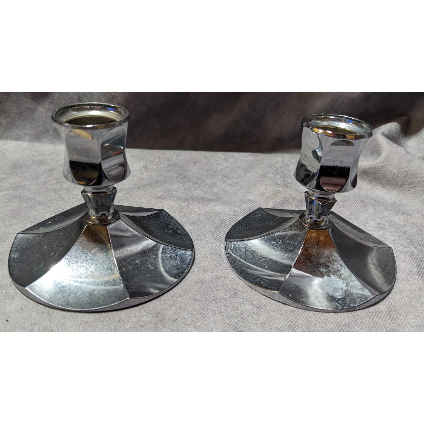 Vintage Irvinware Silver Tone Candlestick Holders (2)