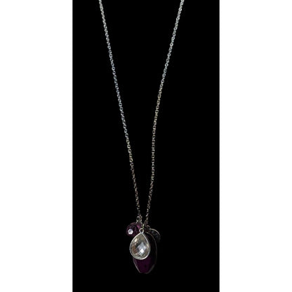 Charming Charlie Purple And Silver Tone Charm Cluster Pendant Necklace
