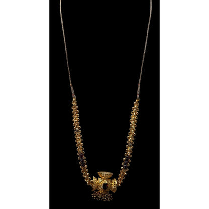 Vintage Indian Choker Gold Tone With Garnets And Glass