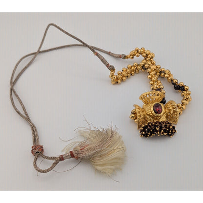 Vintage Indian Choker Gold Tone With Garnets And Glass