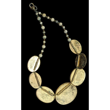 Vintage Carved Stone Beaded Cabochon Necklace