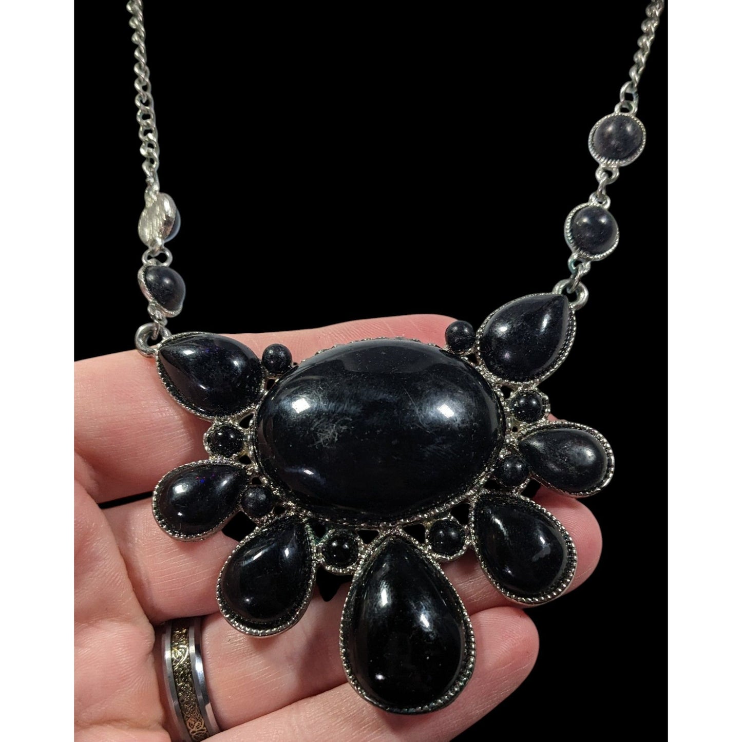 Elegant Gothic Bubbly Cabochon Statement Necklace