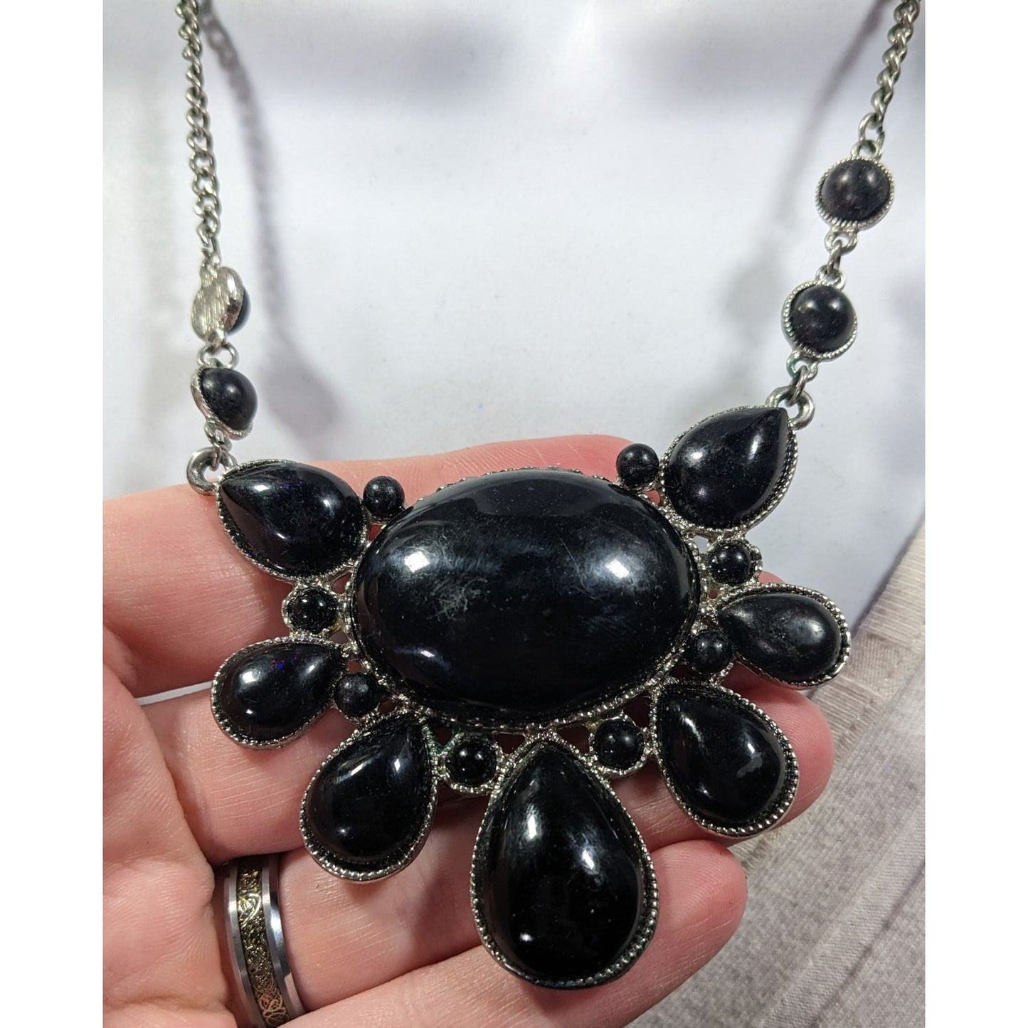 Elegant Gothic Bubbly Cabochon Statement Necklace