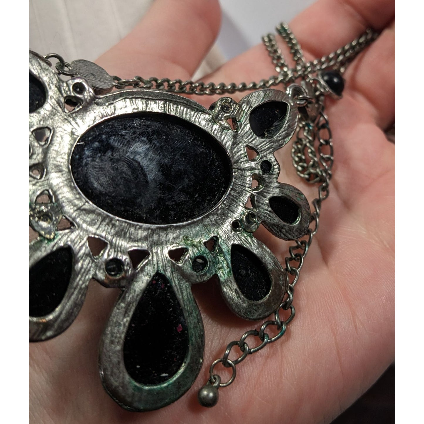 Elegant Gothic Bubbly Cabochon Statement Necklace