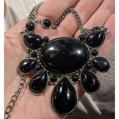 Elegant Gothic Bubbly Cabochon Statement Necklace