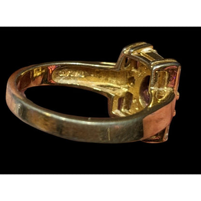 Vintage Glam Art Deco Style Gemmed Gold Plated Ring