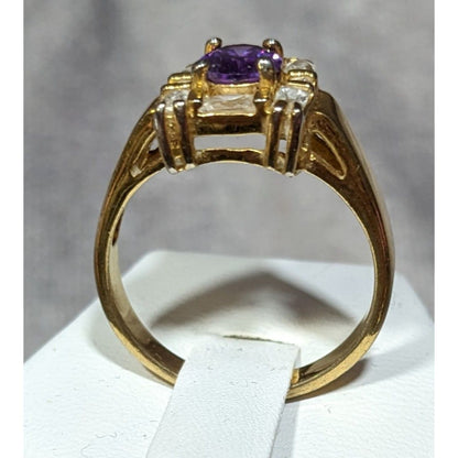 Vintage Glam Art Deco Style Gemmed Gold Plated Ring