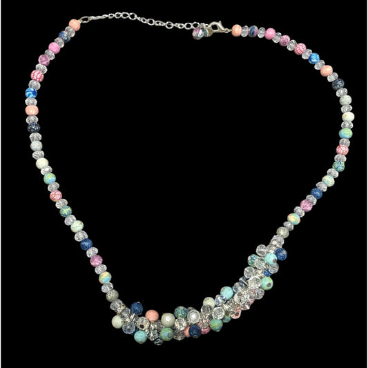 Viva Beads Clear Glass Rainbow Polymer Clay Beaded Necklace