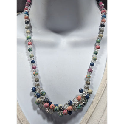 Viva Beads Clear Glass Rainbow Polymer Clay Beaded Necklace