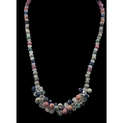 Viva Beads Clear Glass Rainbow Polymer Clay Beaded Necklace