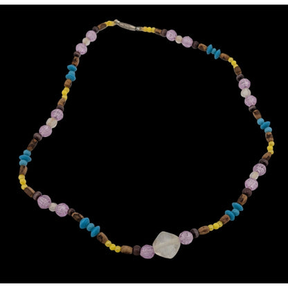 Handmade Beaded Acrylic And Wood Necklace