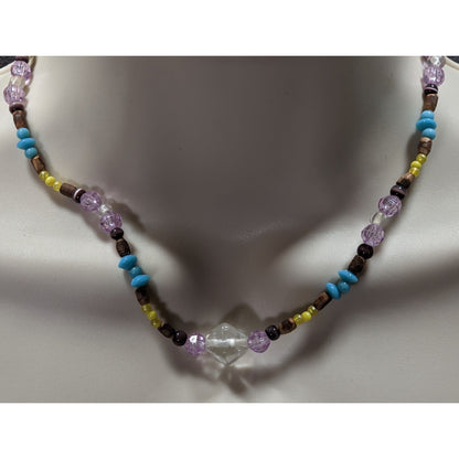 Handmade Beaded Acrylic And Wood Necklace