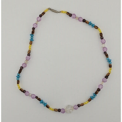 Handmade Beaded Acrylic And Wood Necklace