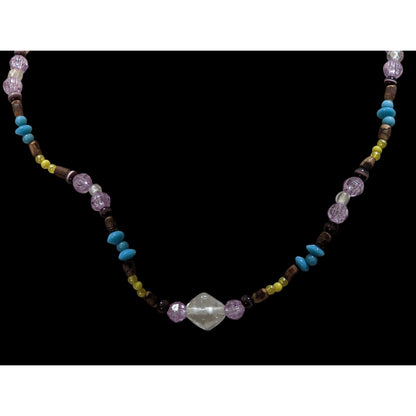 Handmade Beaded Acrylic And Wood Necklace