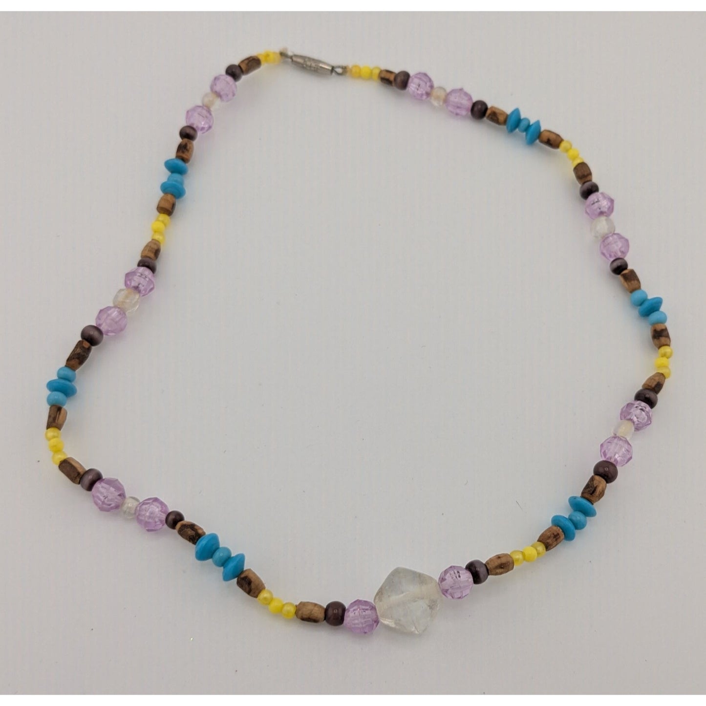 Handmade Beaded Acrylic And Wood Necklace