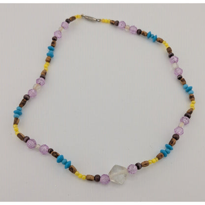 Handmade Beaded Acrylic And Wood Necklace