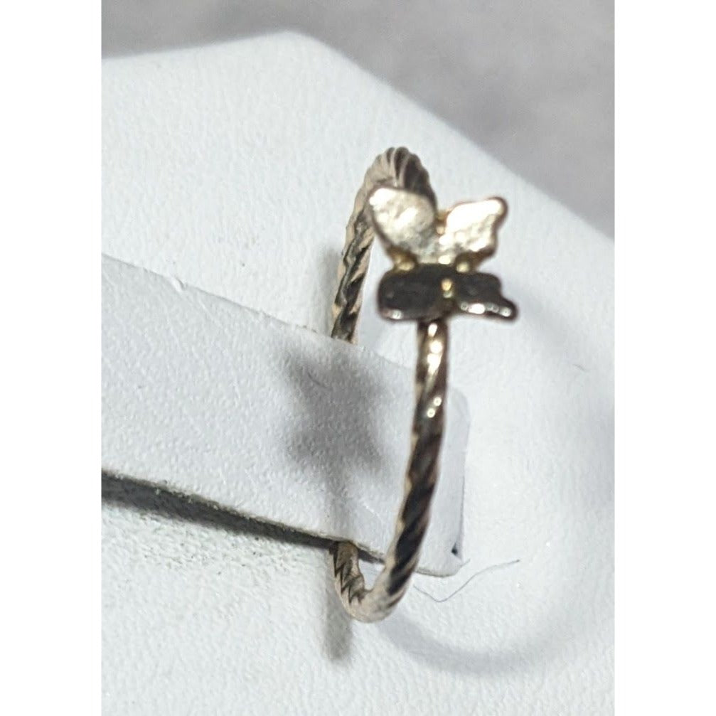 Minimalist Fairycore Butterfly Charm Gold Tone Ring Size 5