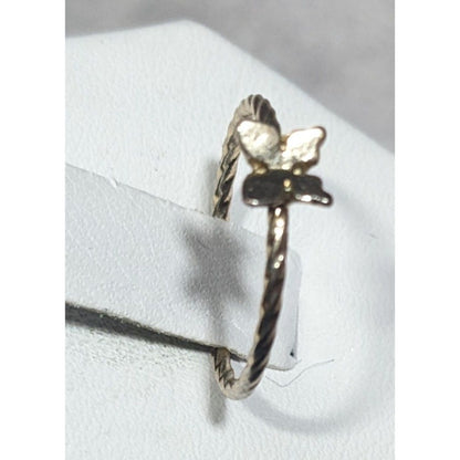 Minimalist Fairycore Butterfly Charm Gold Tone Ring Size 5