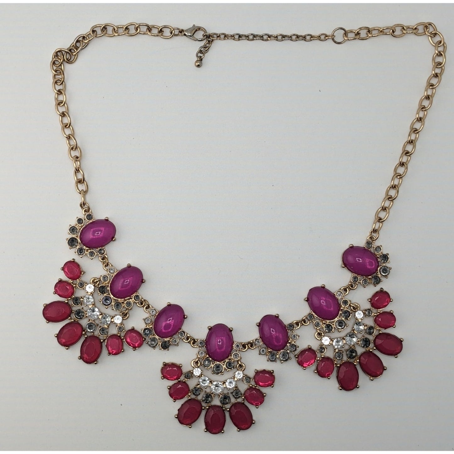 Funky Floral Y2K Pink & Purple Statement Necklace With Rhinestones