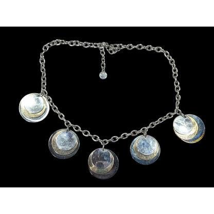 Alfani Elegant Modern Metallic Stacked Medallion Charm Necklace
