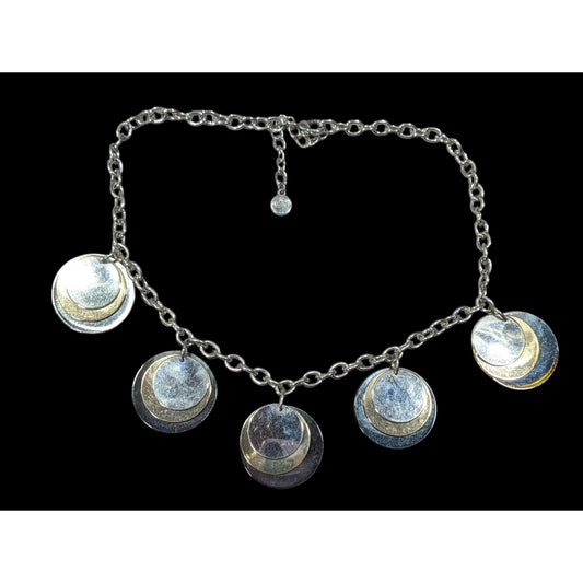 Alfani Elegant Modern Metallic Stacked Medallion Charm Necklace