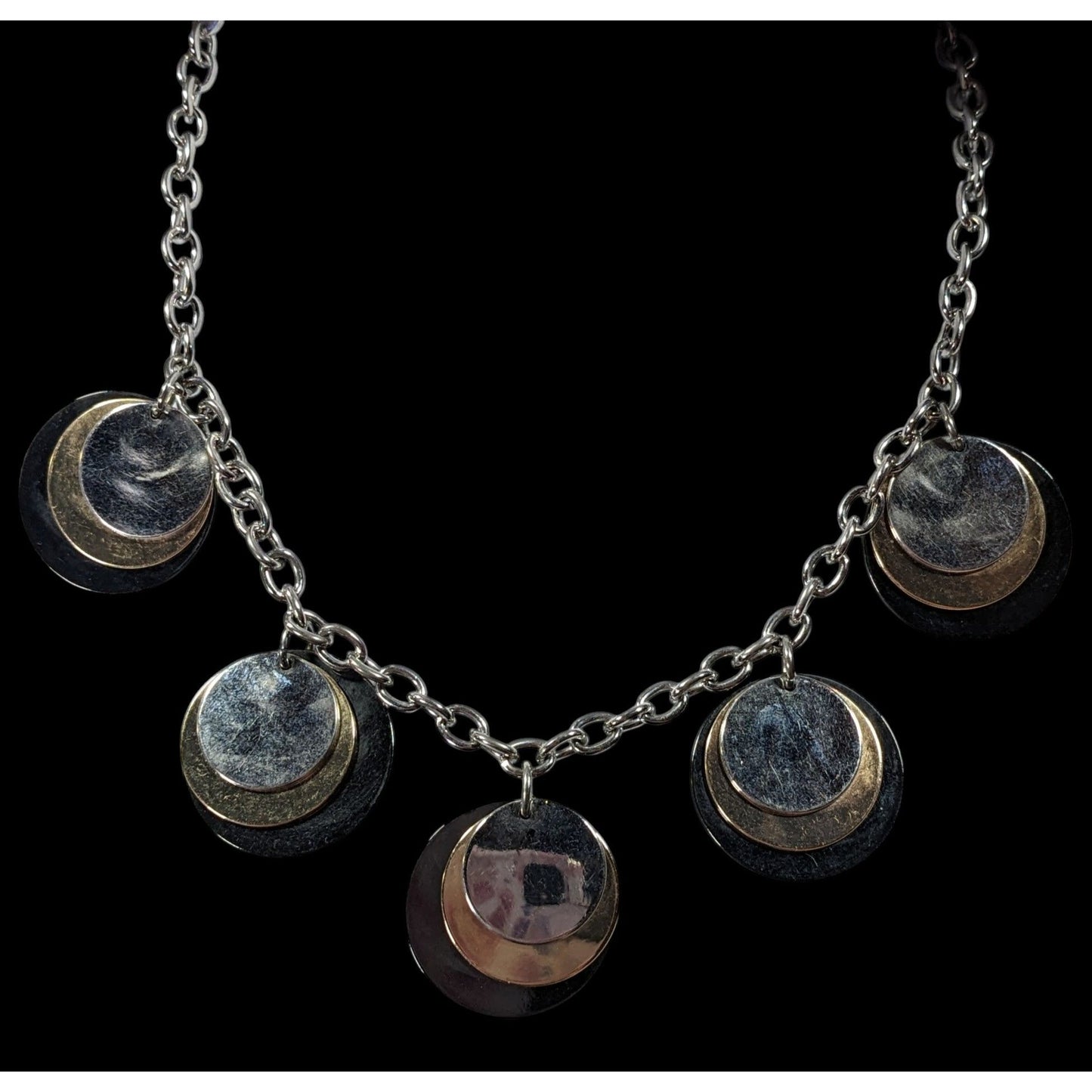 Alfani Elegant Modern Metallic Stacked Medallion Charm Necklace