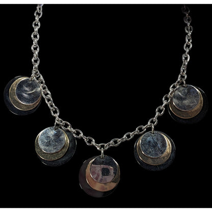 Alfani Elegant Modern Metallic Stacked Medallion Charm Necklace