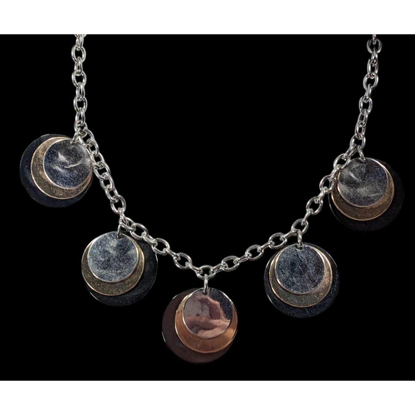 Alfani Elegant Modern Metallic Stacked Medallion Charm Necklace