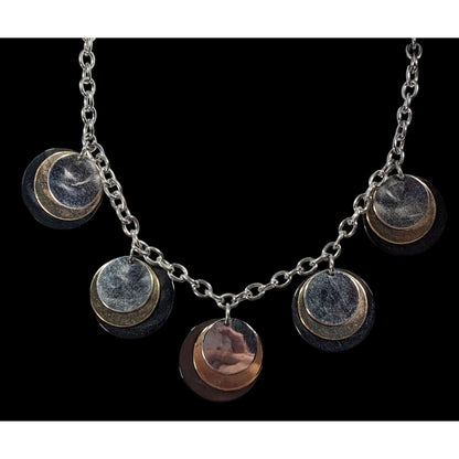 Alfani Elegant Modern Metallic Stacked Medallion Charm Necklace