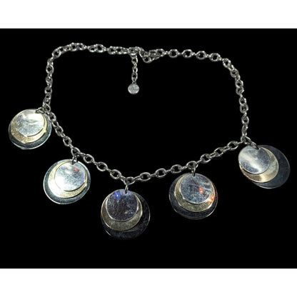 Alfani Elegant Modern Metallic Stacked Medallion Charm Necklace