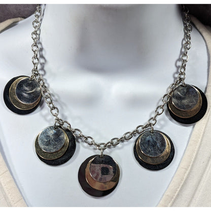 Alfani Elegant Modern Metallic Stacked Medallion Charm Necklace