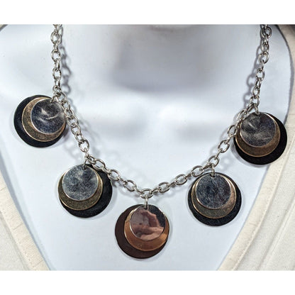Alfani Elegant Modern Metallic Stacked Medallion Charm Necklace