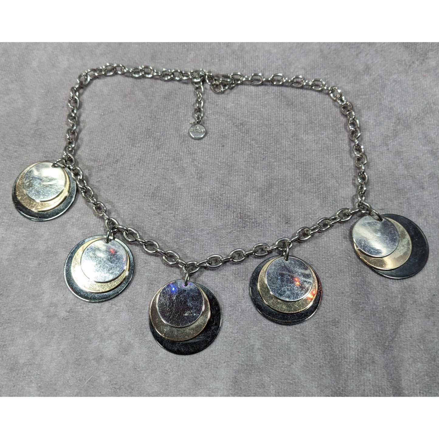 Alfani Elegant Modern Metallic Stacked Medallion Charm Necklace