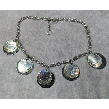 Alfani Elegant Modern Metallic Stacked Medallion Charm Necklace