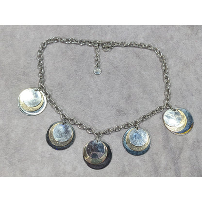 Alfani Elegant Modern Metallic Stacked Medallion Charm Necklace