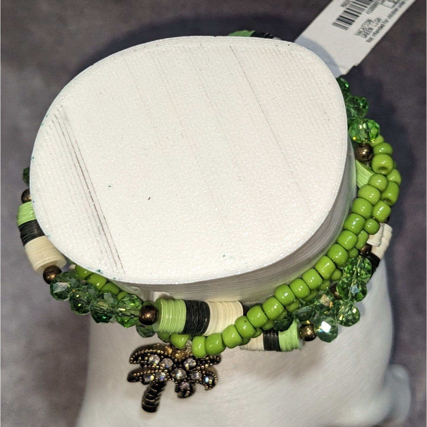 Boho Charming Charlie Green Beaded Palm Tree Charm Multistrand Bracelet