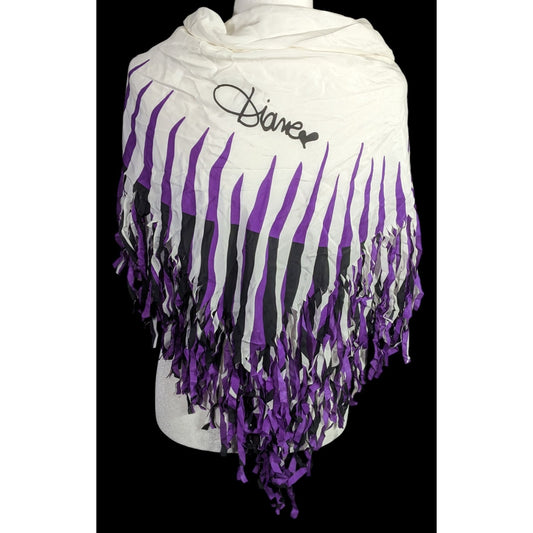 Vintage Diane Von Furstenberg Purple Stripe Silk Fringe Scarf Shawl