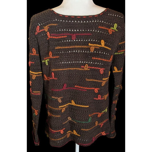 Vintage Marisa Christina Cottagecore Abstract Hand Knitted Sweater