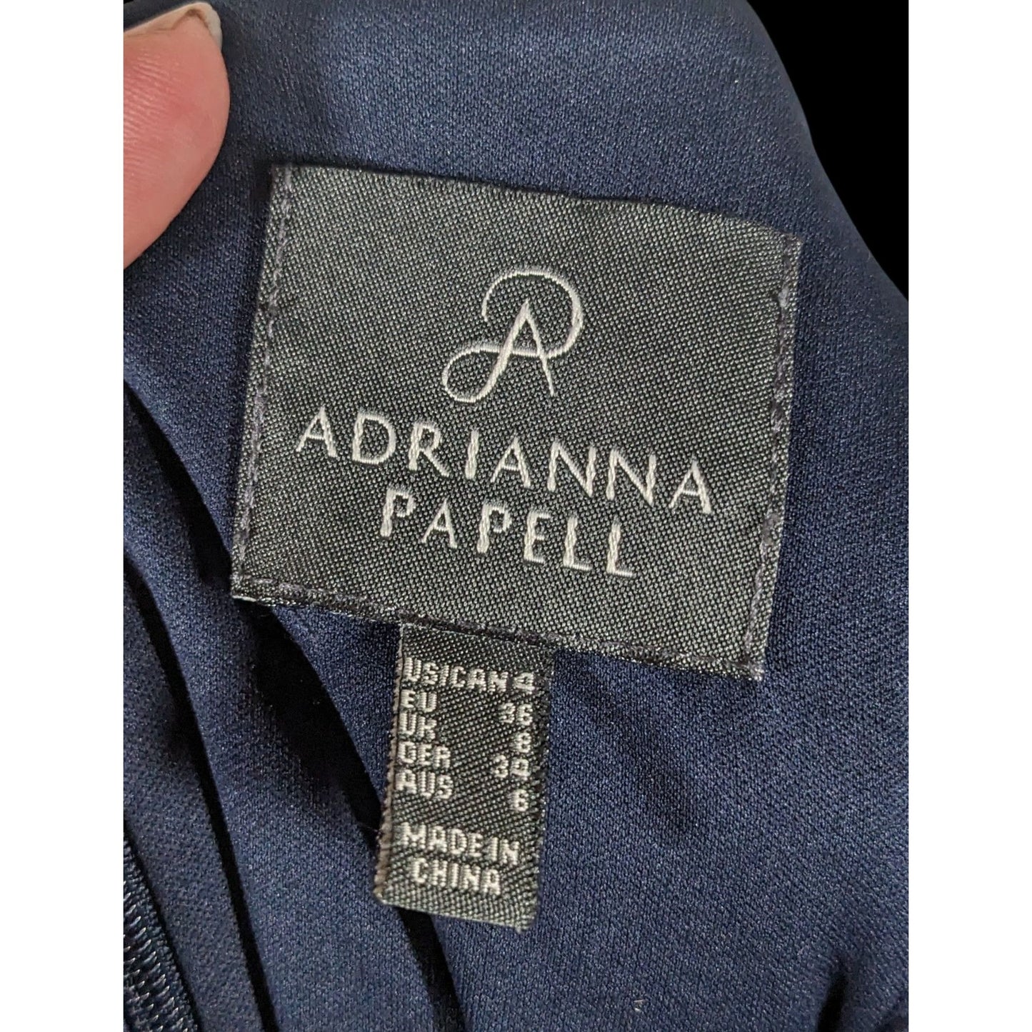 Adrianna Papell Dark Blue Floral Lace Dress