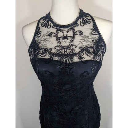 Adrianna Papell Dark Blue Floral Lace Dress