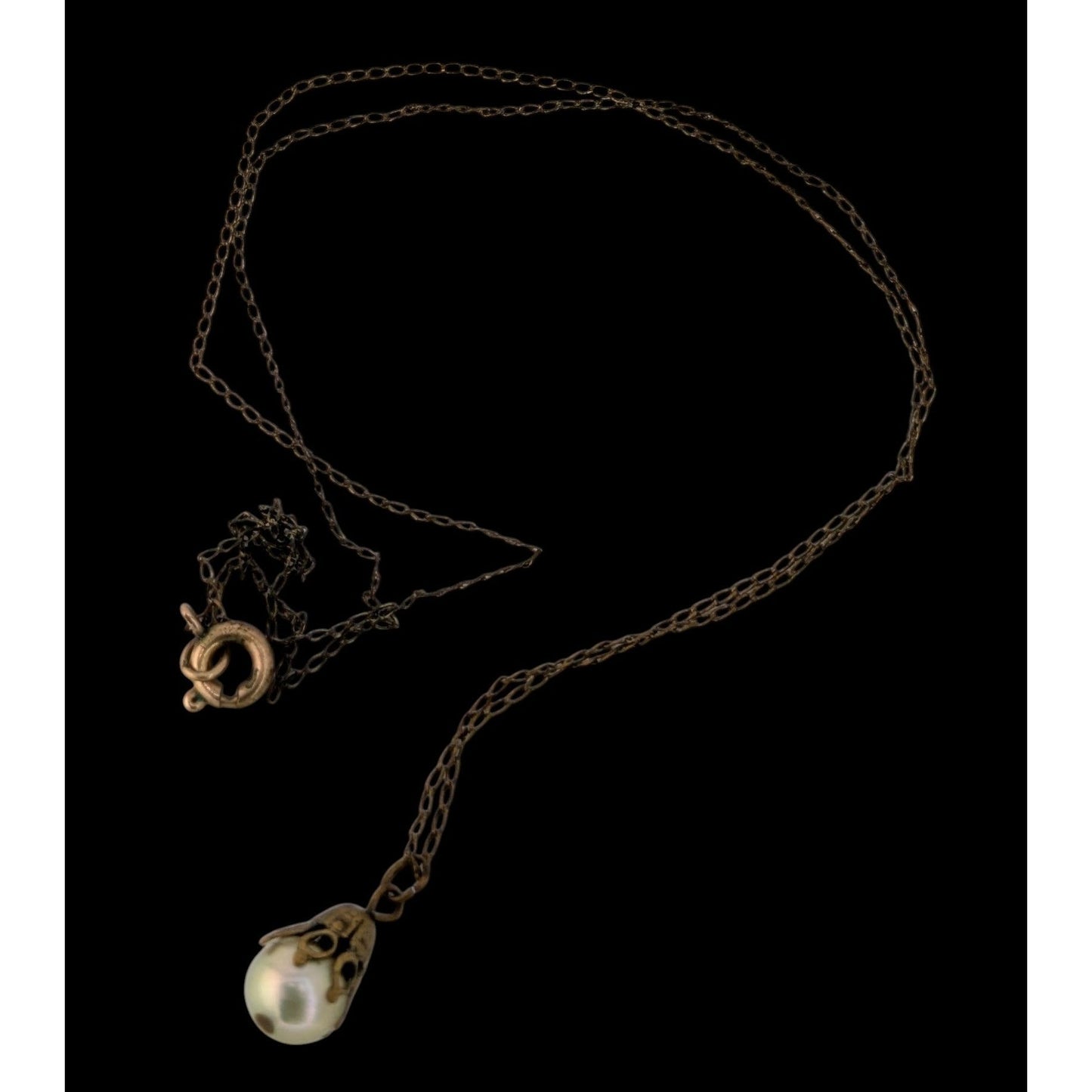 Vintage 12K GF Pearl Pendant Necklace Dainty Gold Filled Minimalist Jewelry