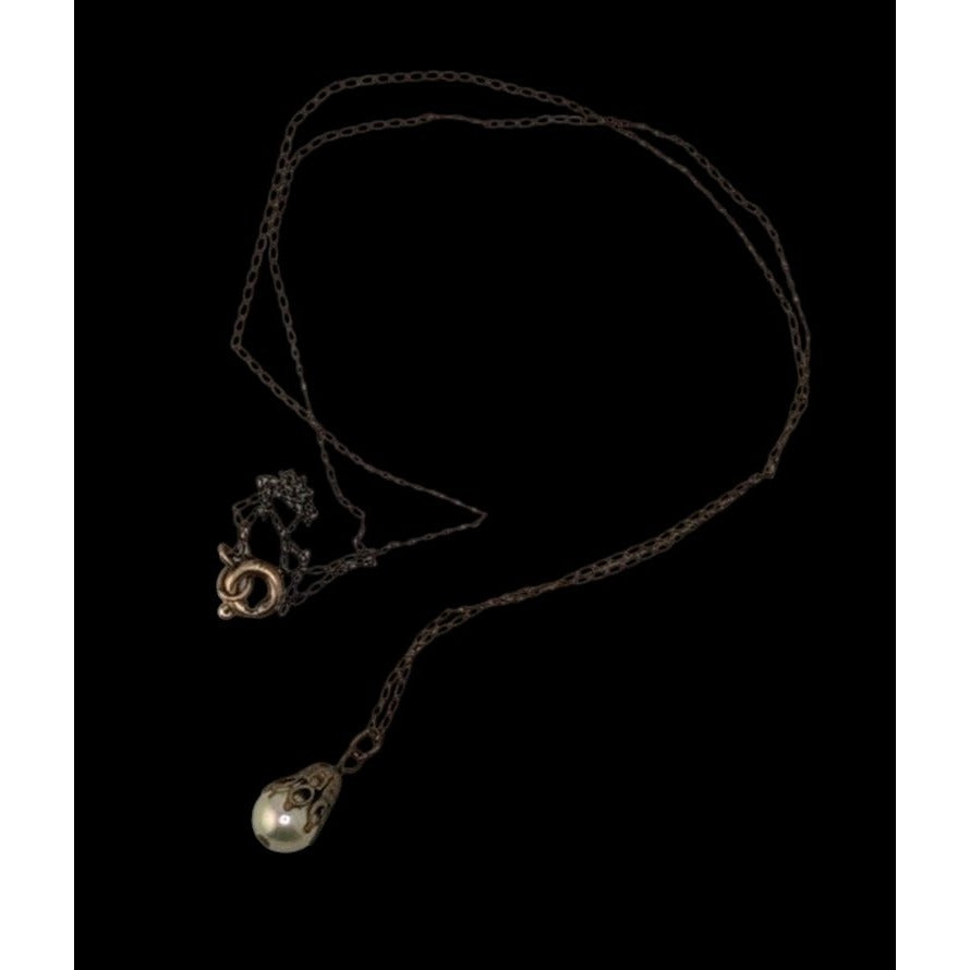 Vintage 12K GF Pearl Pendant Necklace Dainty Gold Filled Minimalist Jewelry