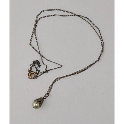 Vintage 12K GF Pearl Pendant Necklace Dainty Gold Filled Minimalist Jewelry