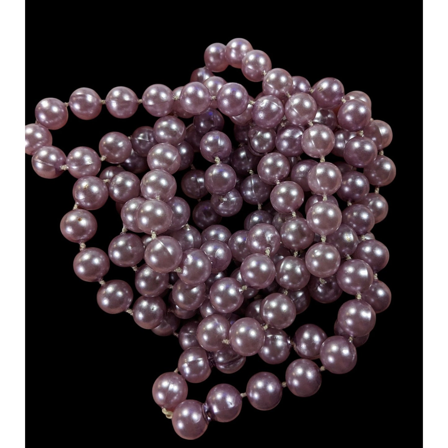 Metallic Coquette Pastel Purple Beaded Opera Necklace